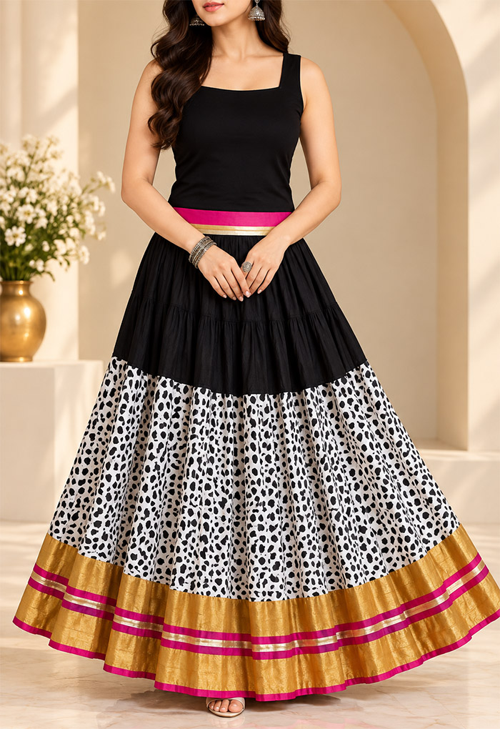Ladies Rayon Skirt With Golden Border